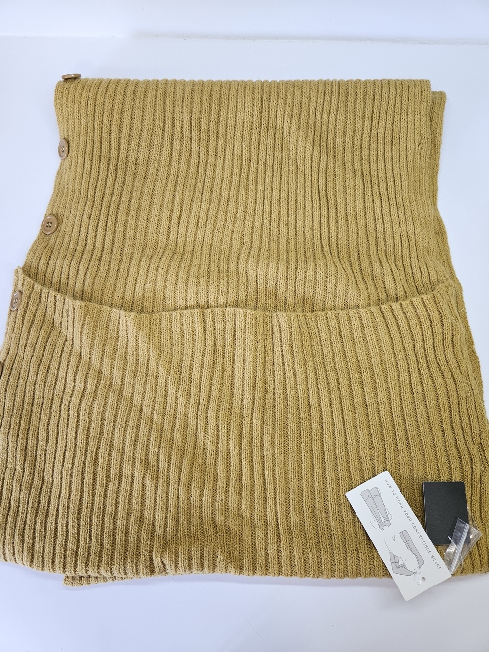 NEW Tarnish Nordstrom Gold Convertible Scarf Alpaca Blend Ribbed Knit